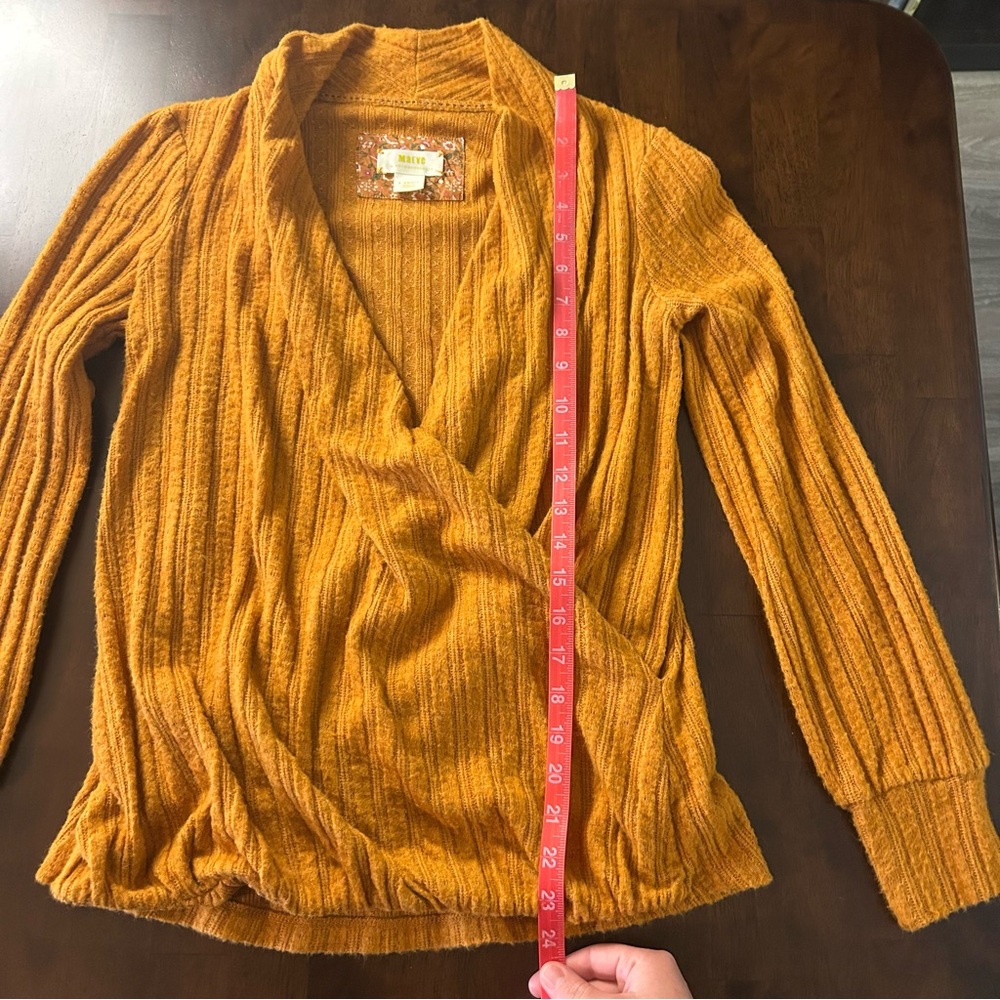 Anthropologie Maeve Rafela Hacci Surplice Faux Wrap Top Sweater Size XS - Picture 11 of 16
